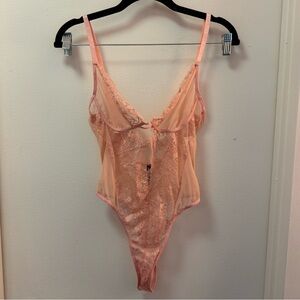 NWOT PrettyLittleThink Pink Sheer Bodysuit